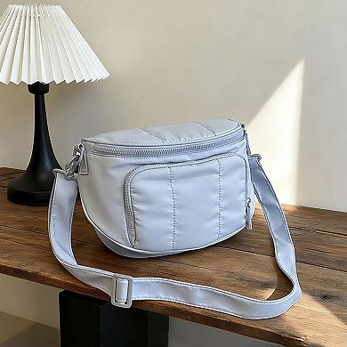 Women's Crossbody Shoulder Bag with Multiple Zip Pockets and Adjustable Strap