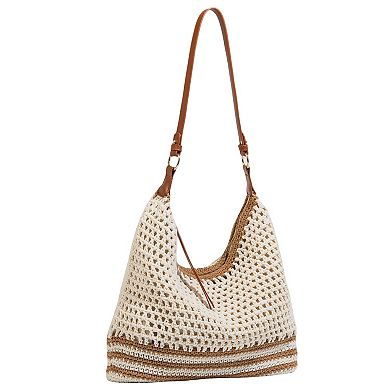 Women's Polyester Shoulder Bag with Zipper Closure