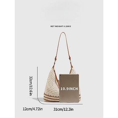 Women's Polyester Shoulder Bag with Zipper Closure