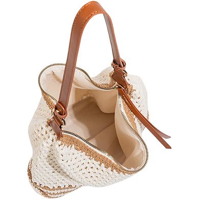 Women's Polyester Shoulder Bag with Zipper Closure