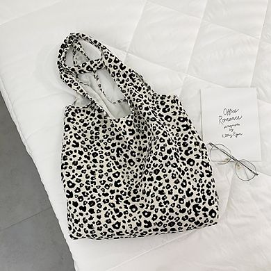 Leopard Print Shoulder Tote Bags Soft Lightweight Large Capacity Slouchy Everyday Carryall