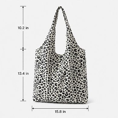 Leopard Print Shoulder Tote Bags Soft Lightweight Large Capacity Slouchy Everyday Carryall