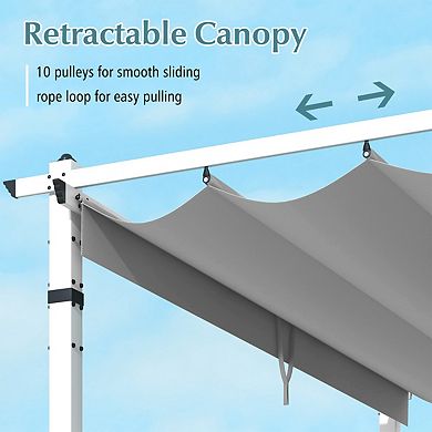 12 x 10 Foot Outdoor Pergola with Retractable Canopy and Aluminum Frame