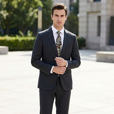 Men's Paisley Tie Gift Set with Matching Pocket Square Cufflinks and Silver Tie Clip