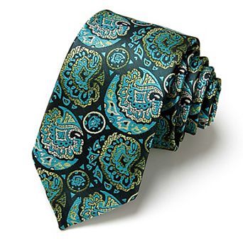 Men's Paisley Tie Gift Set with Matching Pocket Square Cufflinks and Silver Tie Clip