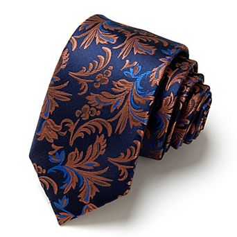 Men's Paisley Tie Gift Set with Matching Pocket Square Cufflinks and Silver Tie Clip