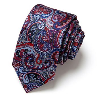 Men's Paisley Tie Gift Set with Matching Pocket Square Cufflinks and Silver Tie Clip