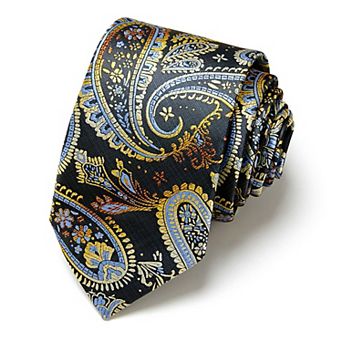 Men's Paisley Tie Gift Set with Matching Pocket Square Cufflinks and Silver Tie Clip