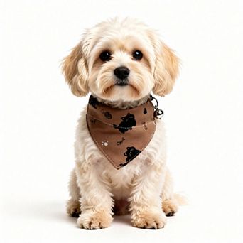 Pet Cat and Dog Bandana Collar with Bell Adjustable Cartoon Cat Print Scarf Bib