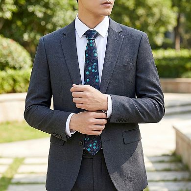 Men's Floral Print Tie with Woven Botanical Pattern and Classic Tapered Design