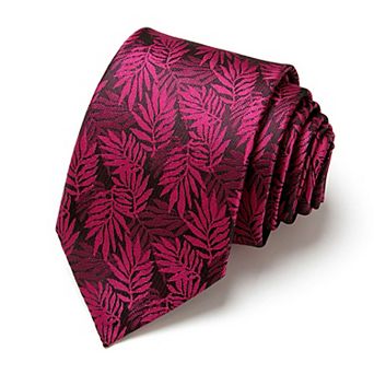 Men's Floral Print Tie with Woven Botanical Pattern and Classic Tapered Design
