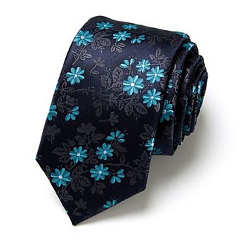 Men's Floral Print Tie with Woven Botanical Pattern and Classic Tapered Design