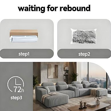 Modern Luxury Corduroy U-Shaped Sofa with Chaise Lounge & Cup Holders