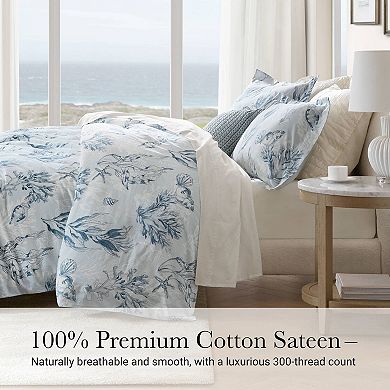 3-Piece Full/Queen Botanical Print Cotton Sateen Duvet Cover Set