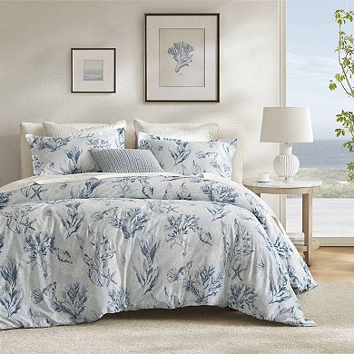 3-Piece Full/Queen Botanical Print Cotton Sateen Duvet Cover Set