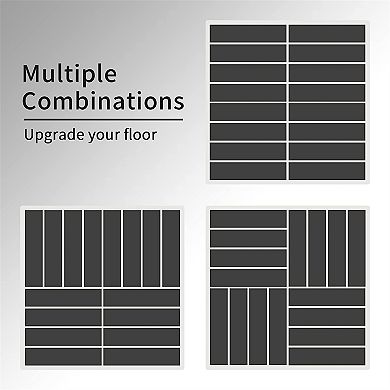 12x12 Inch Interlocking Deck Tiles Four Slat Plastic Outdoor Flooring All Weather for Balcony Patio