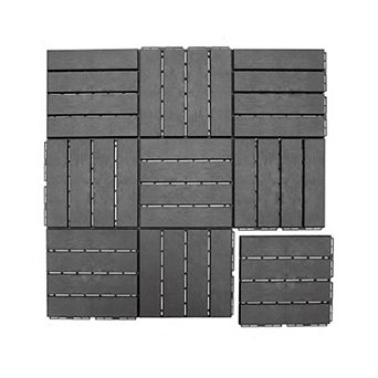 12x12 Inch Interlocking Deck Tiles Four Slat Plastic Outdoor Flooring All Weather for Balcony Patio
