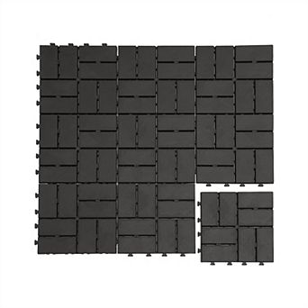 12x12 Inch Interlocking Deck Tiles Four Slat Plastic Outdoor Flooring All Weather for Balcony Patio