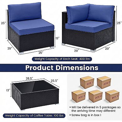 10 Piece Outdoor Wicker Conversation Set with Seat and Back Cushions