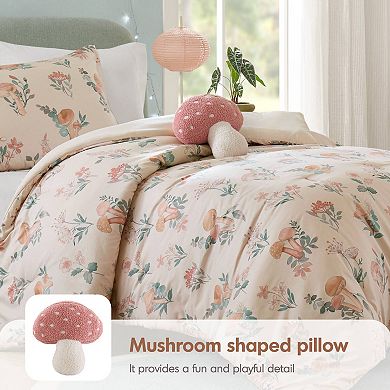 3- Piece Whimsical Twin/Twin XL Mushroom Garden Comforter Set