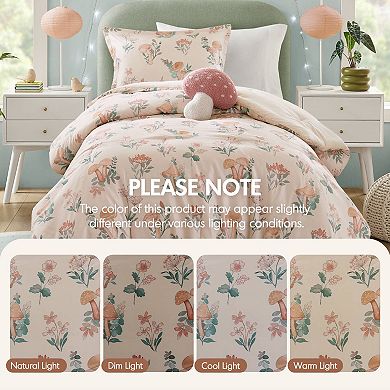 3- Piece Whimsical Twin/Twin XL Mushroom Garden Comforter Set