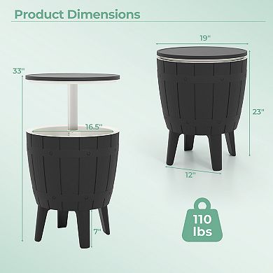 10 Gallon Outdoor Cooler Bar Table With Telescopic Top for Beer and Wine