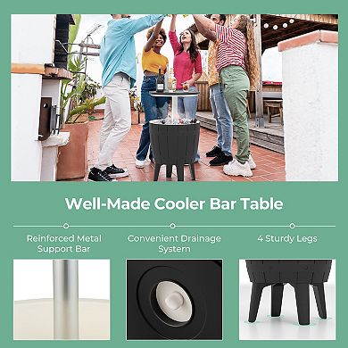 10 Gallon Outdoor Cooler Bar Table With Telescopic Top for Beer and Wine