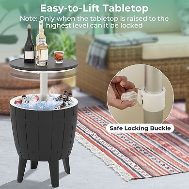 10 Gallon Outdoor Cooler Bar Table With Telescopic Top for Beer and Wine