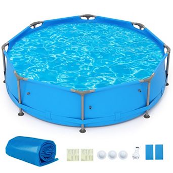 12 Ft Round Above Ground Swimming Pool With 12 Ft Solar Pool Cover