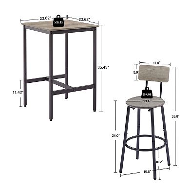 Dining Table or Bar Table Set with 2 stools
