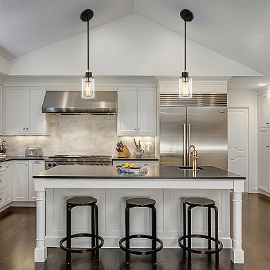 8.31 in. Modern Black&Gold Glass Mini Pendant Light for Kitchen Island with Adjustable Rod