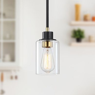 8.31 in. Modern Black&Gold Glass Mini Pendant Light for Kitchen Island with Adjustable Rod