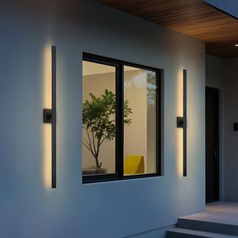47 in 2-Pack Modern Matte Black Outdoor LED Wall Lights,Weather Resistant Design