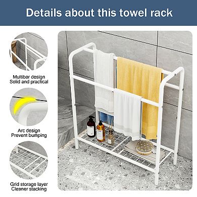 Three-layer metal towel rack, bath towel rack, blanket rack