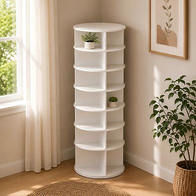 Lufeiya 7 Tier Rotating Shoe Rack Tower, 360 Degree Spinning Shoe Organizer, Fits 28 Pairs