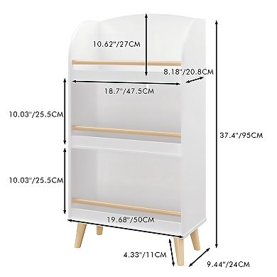 Lufeiya 3-Tier Kids Bookshelf and Toy Storage Organizer, Bookcase Display Rack for Bedroom