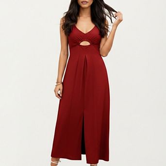Women's Sleeveless Maxi Dress with Cutout Front and Smocked Back