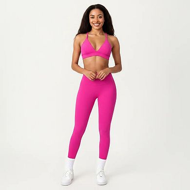 Women's Triangle Sports Bra with Adjustable Cross Back Straps and Smooth Band