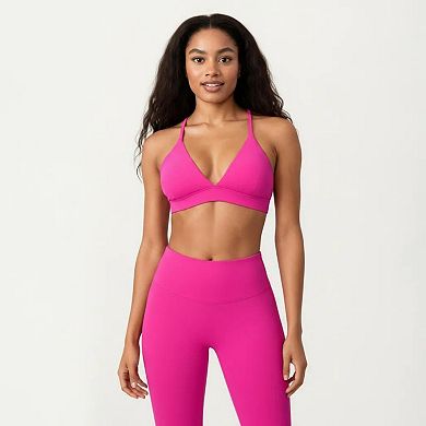 Women's Triangle Sports Bra with Adjustable Cross Back Straps and Smooth Band