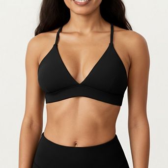 Women's Triangle Sports Bra with Adjustable Cross Back Straps and Smooth Band