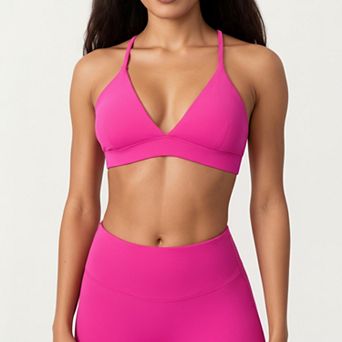 Women's Triangle Sports Bra with Adjustable Cross Back Straps and Smooth Band