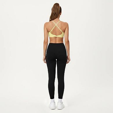 Women's Strappy Sports Bra with Adjustable Cross Back and Scoop Neck Front