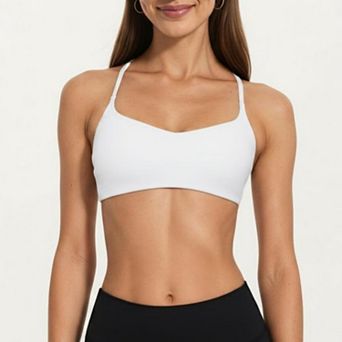 Women's Strappy Sports Bra with Adjustable Cross Back and Scoop Neck Front