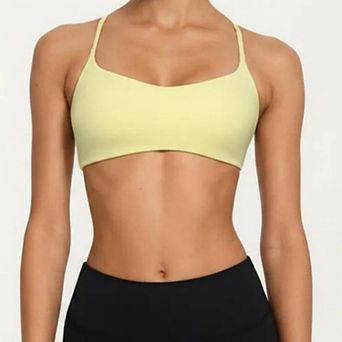 Women's Strappy Sports Bra with Adjustable Cross Back and Scoop Neck Front