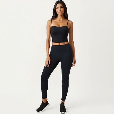 Women's Longline Cami Sports Bra with Adjustable Straps and Straight Neckline