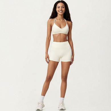 Women's Halter Sports Bra with V Neckline and Smooth Stretch Fit
