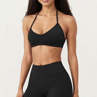 Women's Halter Sports Bra with V Neckline and Smooth Stretch Fit