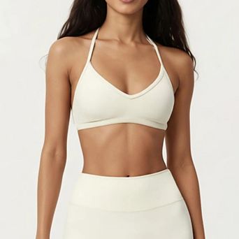 Women's Halter Sports Bra with V Neckline and Smooth Stretch Fit