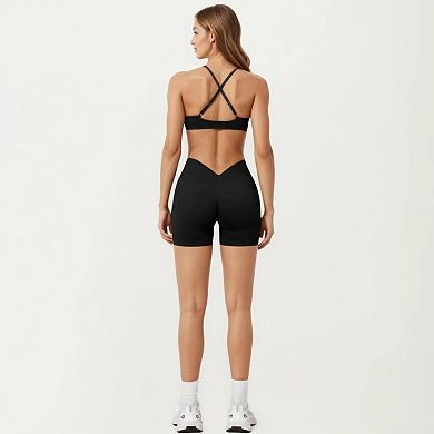Women's Strappy Sports Bra with Crisscross Back and Smooth Stretch Fit