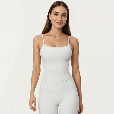 Women's Spaghetti Strap Active Cami Top with Scoop Neck and Smooth Stretch Fit